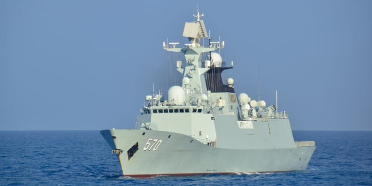 A PLA Navy ship at sea.