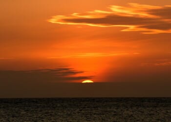 The Taiwan Strait at sunset.