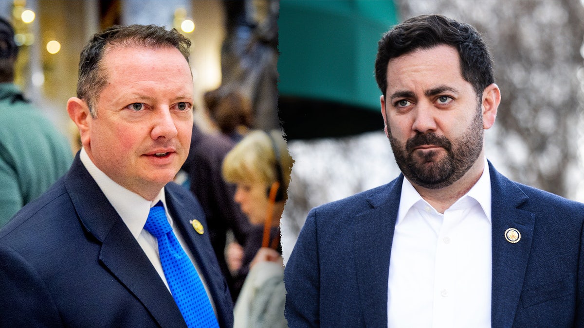 A split image of Reps. Eric Burlison and Mike Lawler