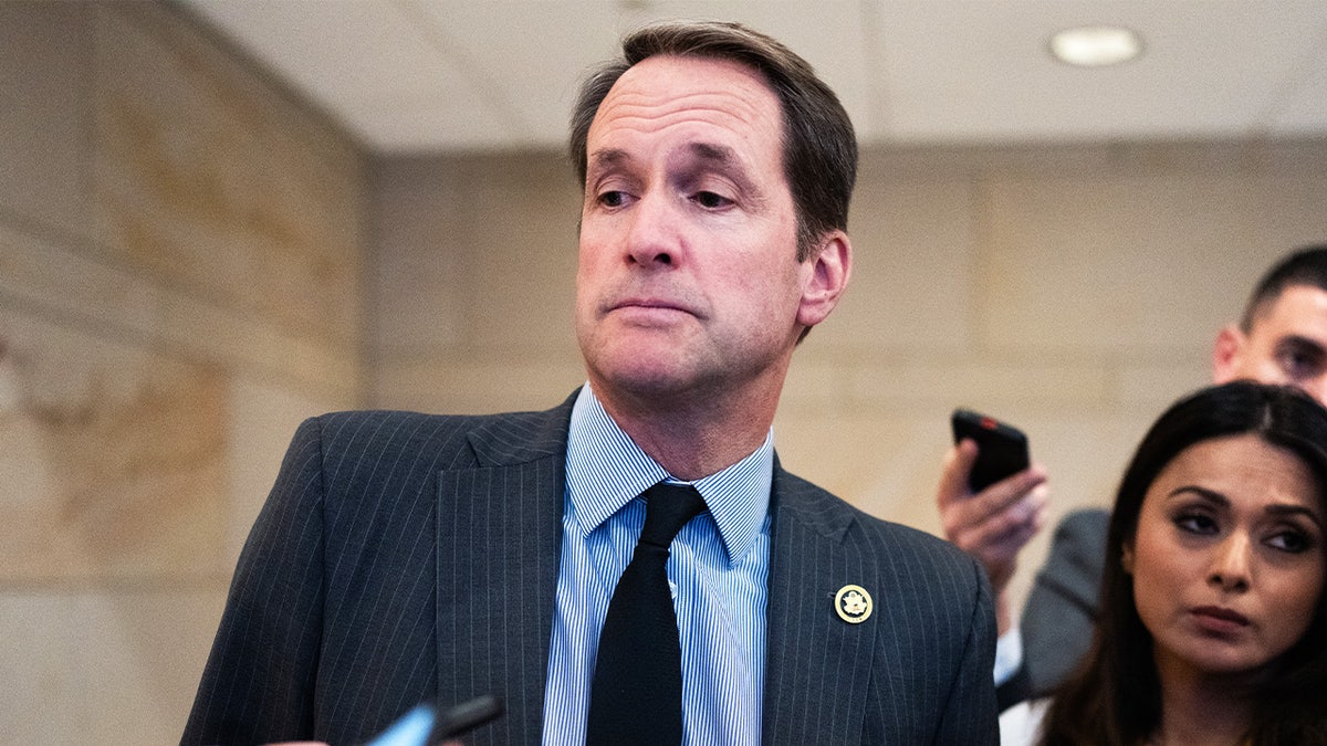 Himes speaks to reporters