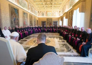 Pope Francis meets with the bishops of England and Wales for their ad limina visit in the Vatican Sept 28 2018 Credit Vatican Media CNA