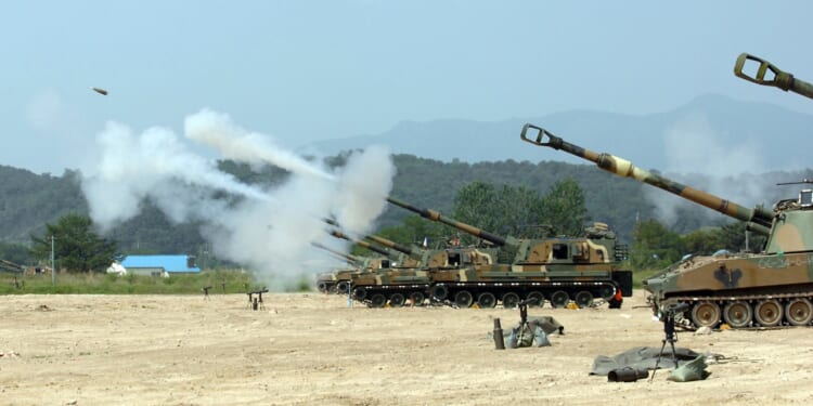 A test of the K-9 self-propelled howitzer.
