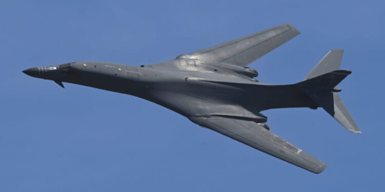 A B-1B Lancer from Dyess Air Force Base, Texas, performs a flyover during Tampa Bay AirFest at MacDill Air Force Base, Florida, March 30, 2024.