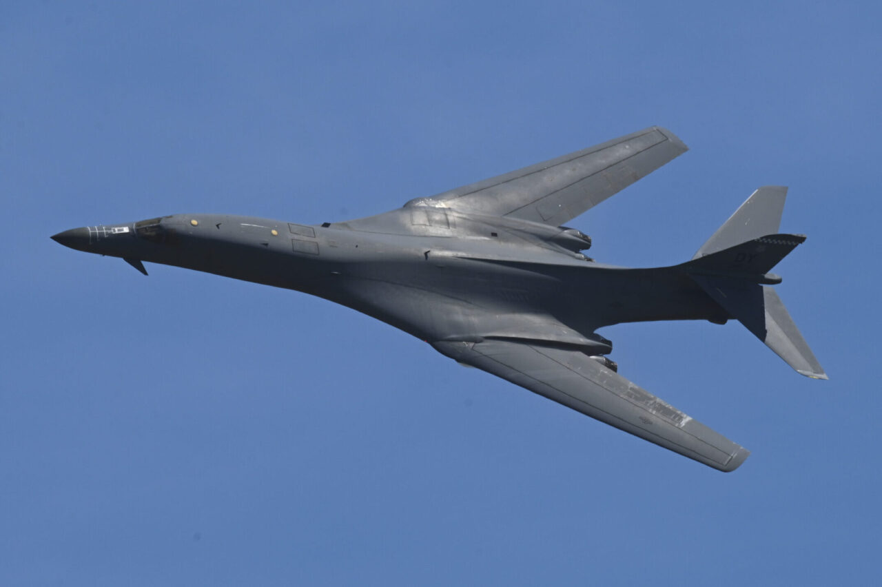 A B-1B Lancer from Dyess Air Force Base, Texas, performs a flyover during Tampa Bay AirFest at MacDill Air Force Base, Florida, March 30, 2024.