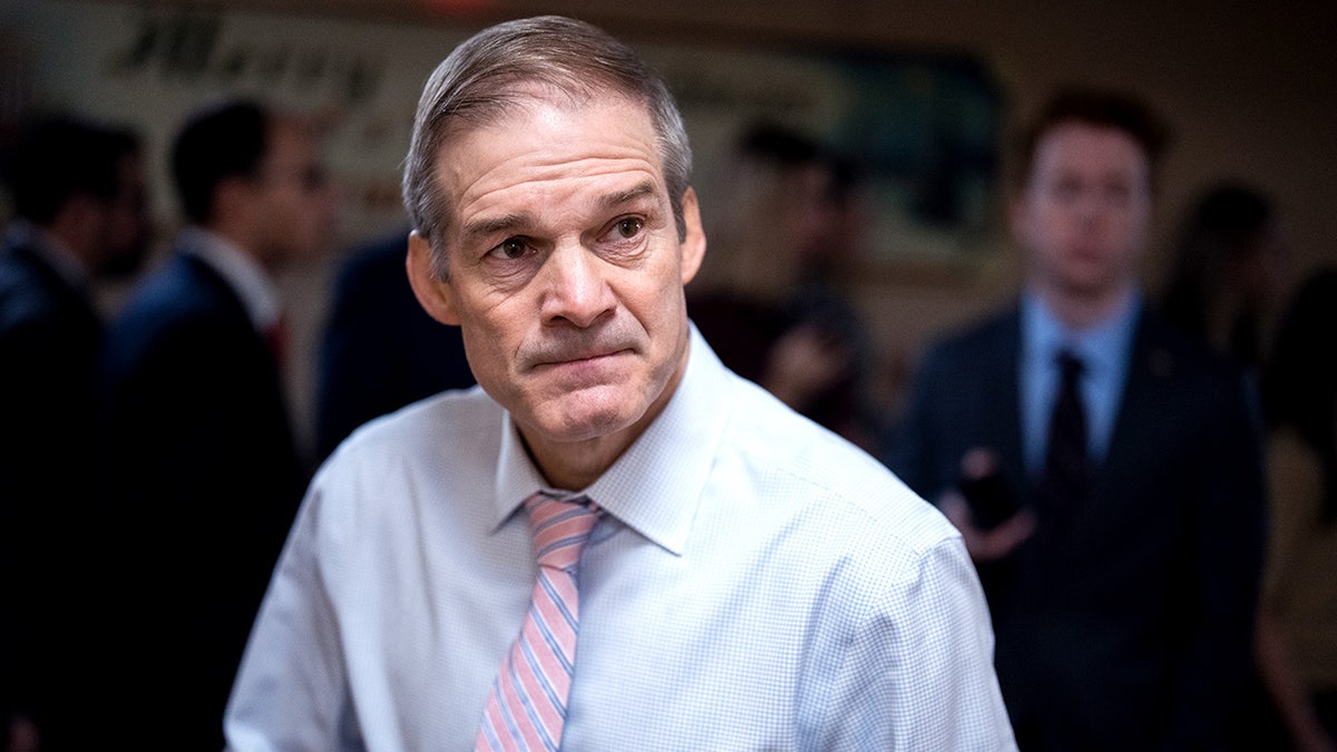 Rep. Jim Jordan walks through the U.S. Capitol after attending a House Republican Conference meeting.