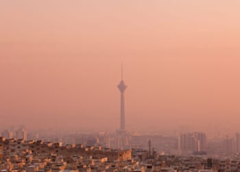 Polluted cityscape of Tehran, Iran.