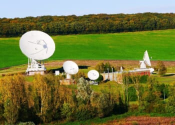 A row of French satellite dishes.