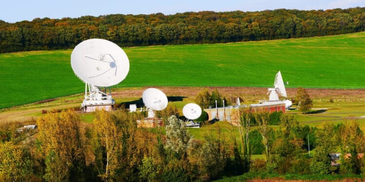 A row of French satellite dishes.