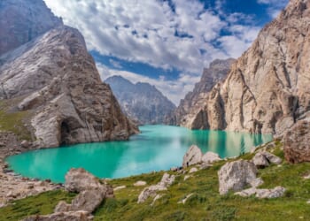 Scenic lake view in Kyrgyzstan.