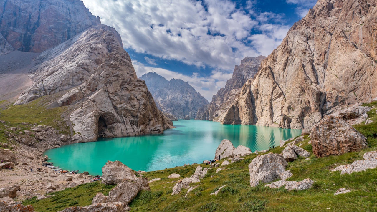 Scenic lake view in Kyrgyzstan.