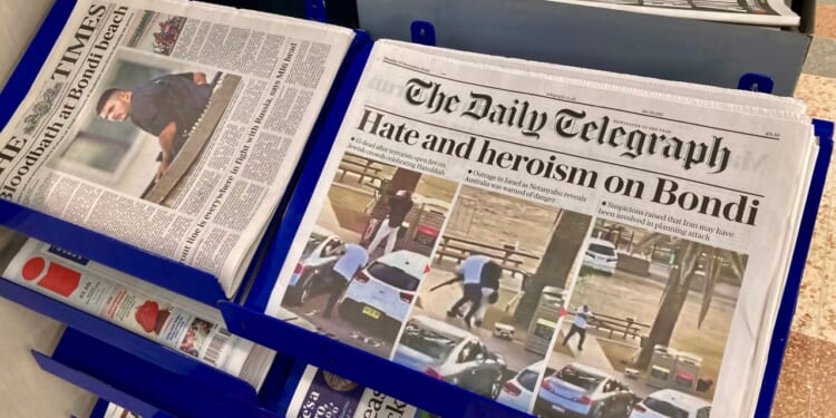 British newspapers covering the antisemitic attacks in Bondi Beach, Australia.