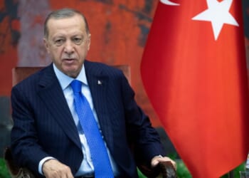 Turkish president Recep Tayyip Erdogan at a press conference.