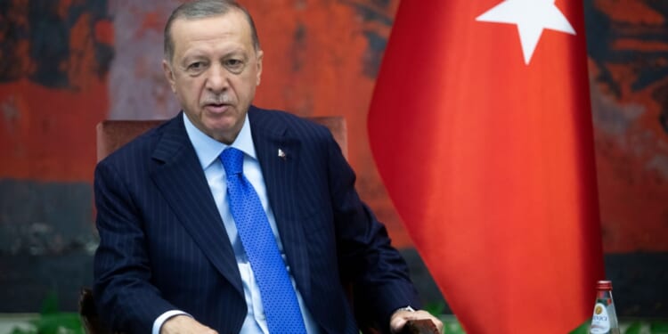 Turkish president Recep Tayyip Erdogan at a press conference.
