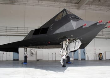 An F-117 Nighthawk on display.
