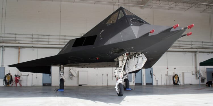An F-117 Nighthawk on display.
