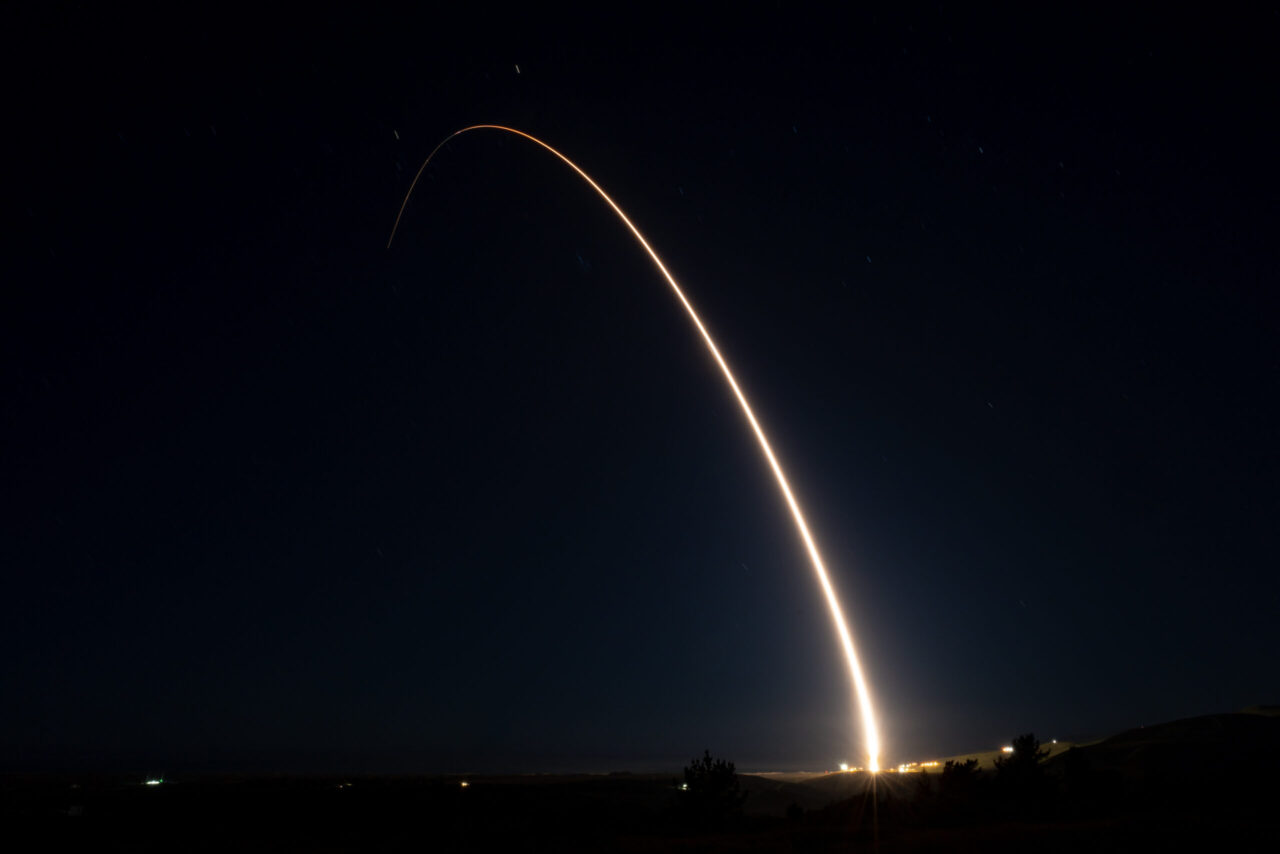 A team of Air Force Global Strike Command Airmen launched an unarmed Minuteman III intercontinental ballistic missile equipped with a test reentry vehicle at 11:01 P.M.