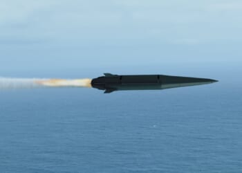 A hypersonic missile in flight.