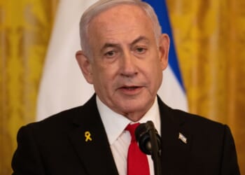 Benjamin Netanyahu, prime minister of Israel, addresses press conference at the White House.
