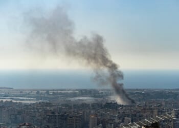 An Israeli airstrike leaves smoke over Beirut.