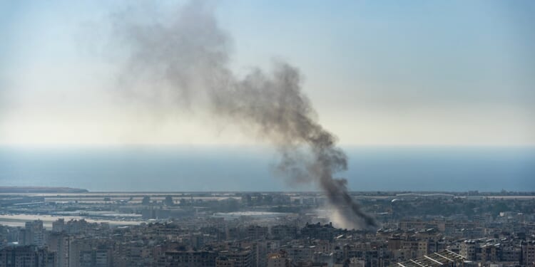 An Israeli airstrike leaves smoke over Beirut.