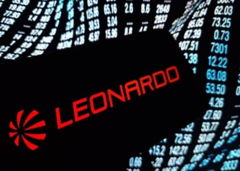 The logo of Italian aerospace manufacturer Leonardo.