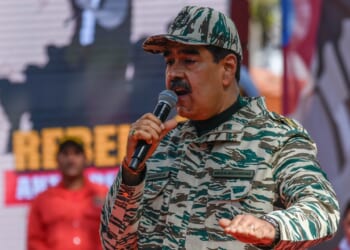 Venezuelan President Nicolas Maduro giving a speech.
