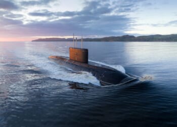 A nuclear submarine in the Kola Bay.