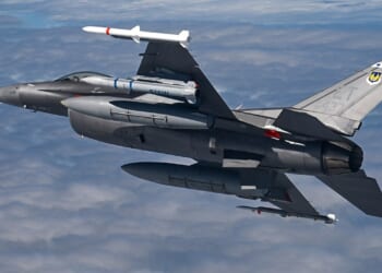 A US Air Force fighter jet equipped with a Stand-in Attack Weapon (SiAW).