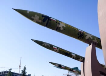Iranian missiles on display.