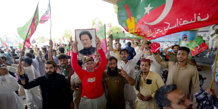 A protest in support of Imran Khan in Pakistan.