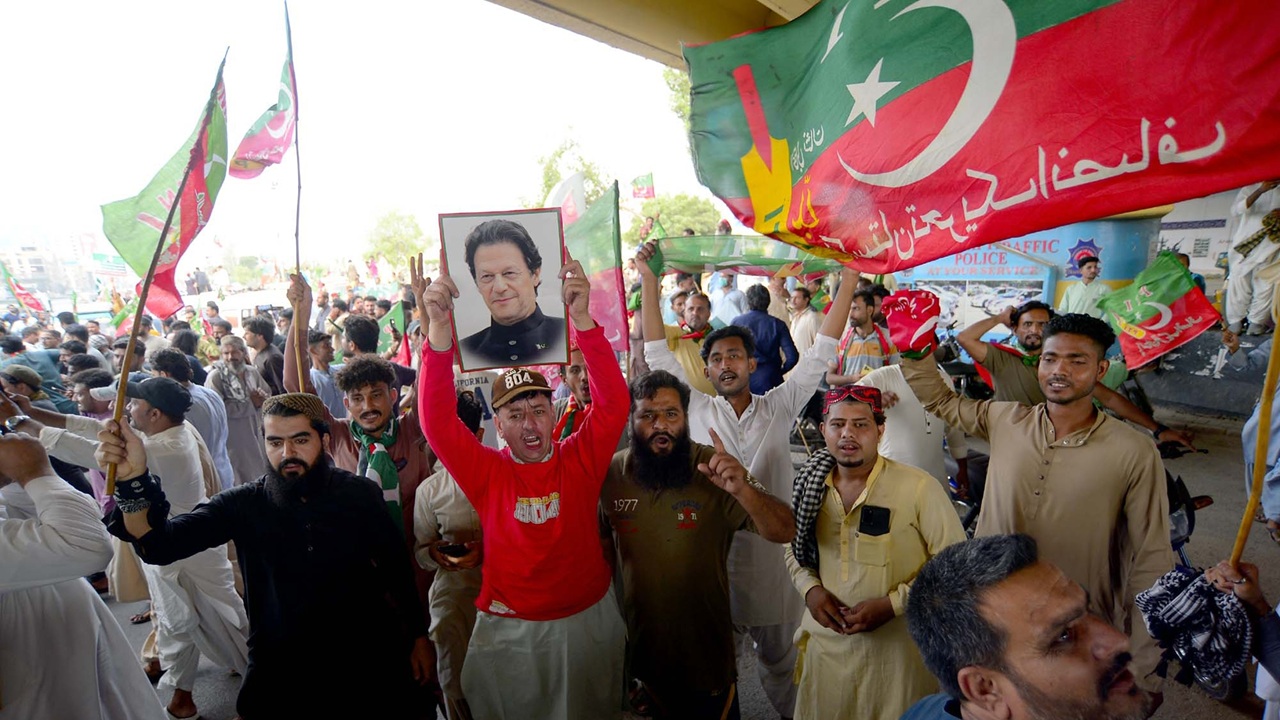 A protest in support of Imran Khan in Pakistan.