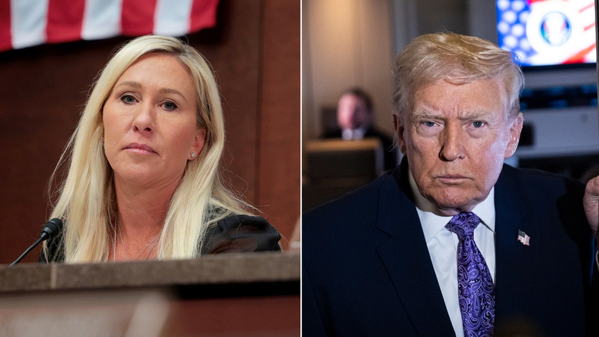 Left: Rep. Marjorie Taylor Greene; Right: President Donald Trump