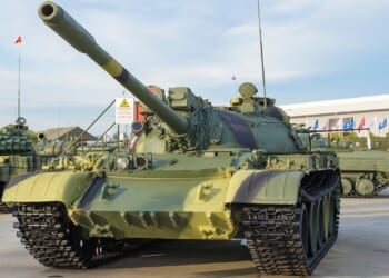 A T-54/55 tank on display.