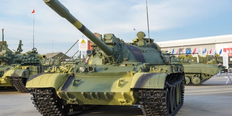 A T-54/55 tank on display.
