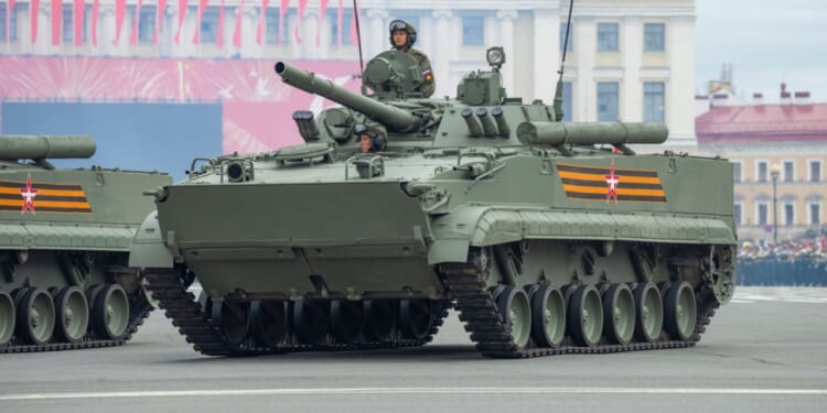 Infantry fighting vehicle BMP-3 at the military parade in honor of Victory Day