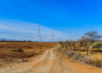 High voltage power line in wilderness at Tanzania