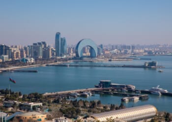 Port of Baku in Azerbaijan on the Caspian Sea.