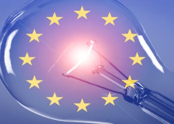 EU flag and Power energy consumption concept