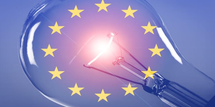 EU flag and Power energy consumption concept