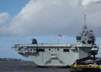 The HMS Prince of Wales in port.