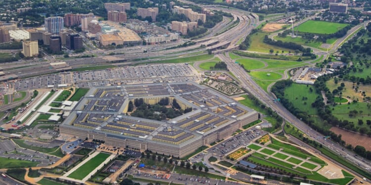 An aerial view of the Pentagon.