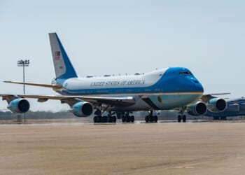 Air Force One at an airport.