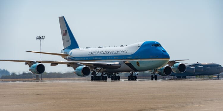 Air Force One at an airport.