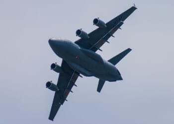 A C-17 Globemaster III in flight.