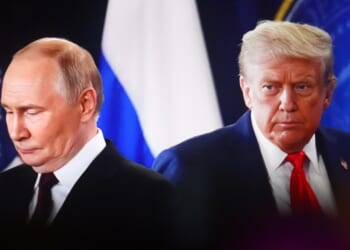 Donald Trump and Vladimir Putin next to each other.