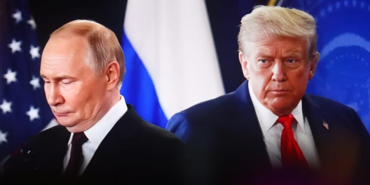 Donald Trump and Vladimir Putin next to each other.