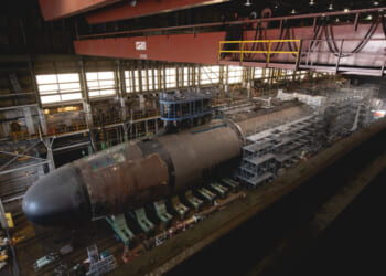 Arkansas SSN 800, a Virginia-class submarine, is under construction.