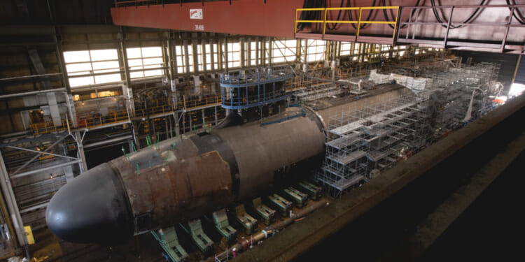 Arkansas SSN 800, a Virginia-class submarine, is under construction.