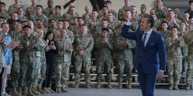Pete Hegseth visiting soldiers.