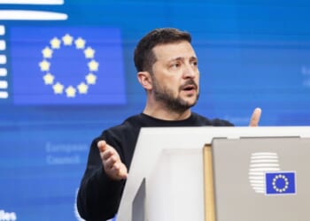 Ukrainian President Volodymyr Zelensky held a press conference in Brussels, May 2025.